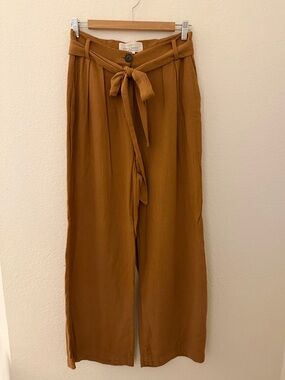 TROVATA Birds of Paradise High-Rise Tie-Waist Wide-Leg Pants - Rust size 0
